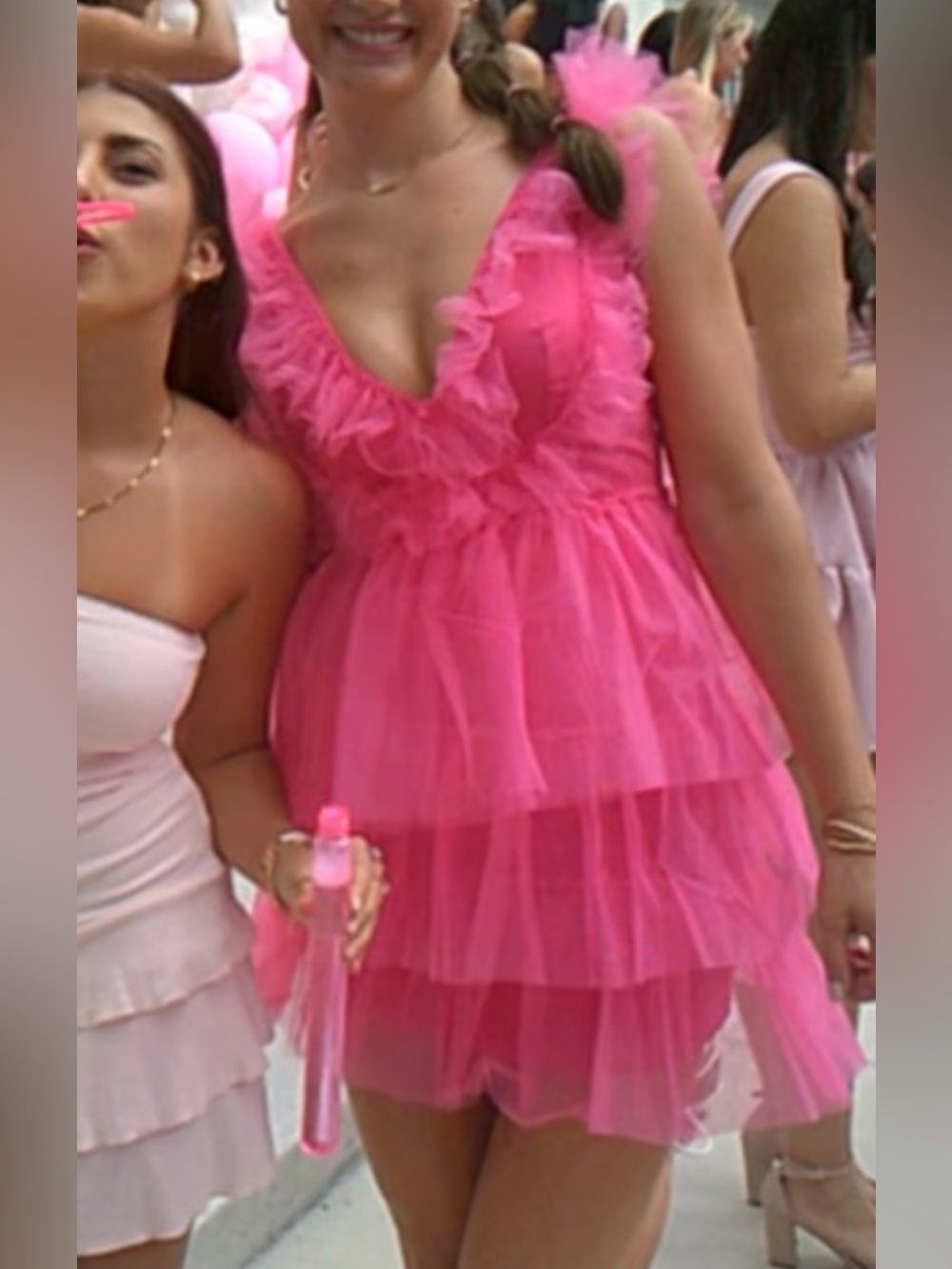 Girls' Pink Ruffled Tiered Party Dress